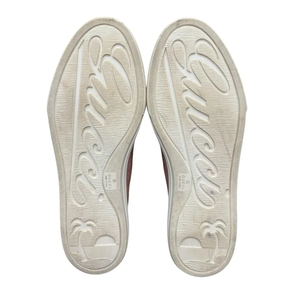 Gucci Guccissima Leather Slip-On Sneakers Pink Embossed Logo Size 37.5 EU 7.5 US
